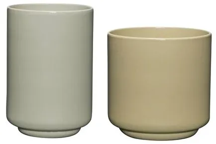 Hübsch Deux Potte Sæt af 2 Lysegrøn/Sand